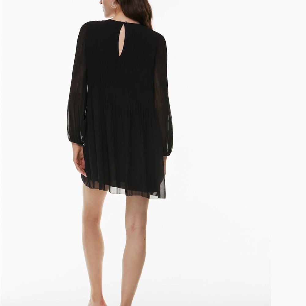 Wilfred Pleated Sheer Long-Sleeve Mini Little Black Dress 2XS - Picture 2 of 8